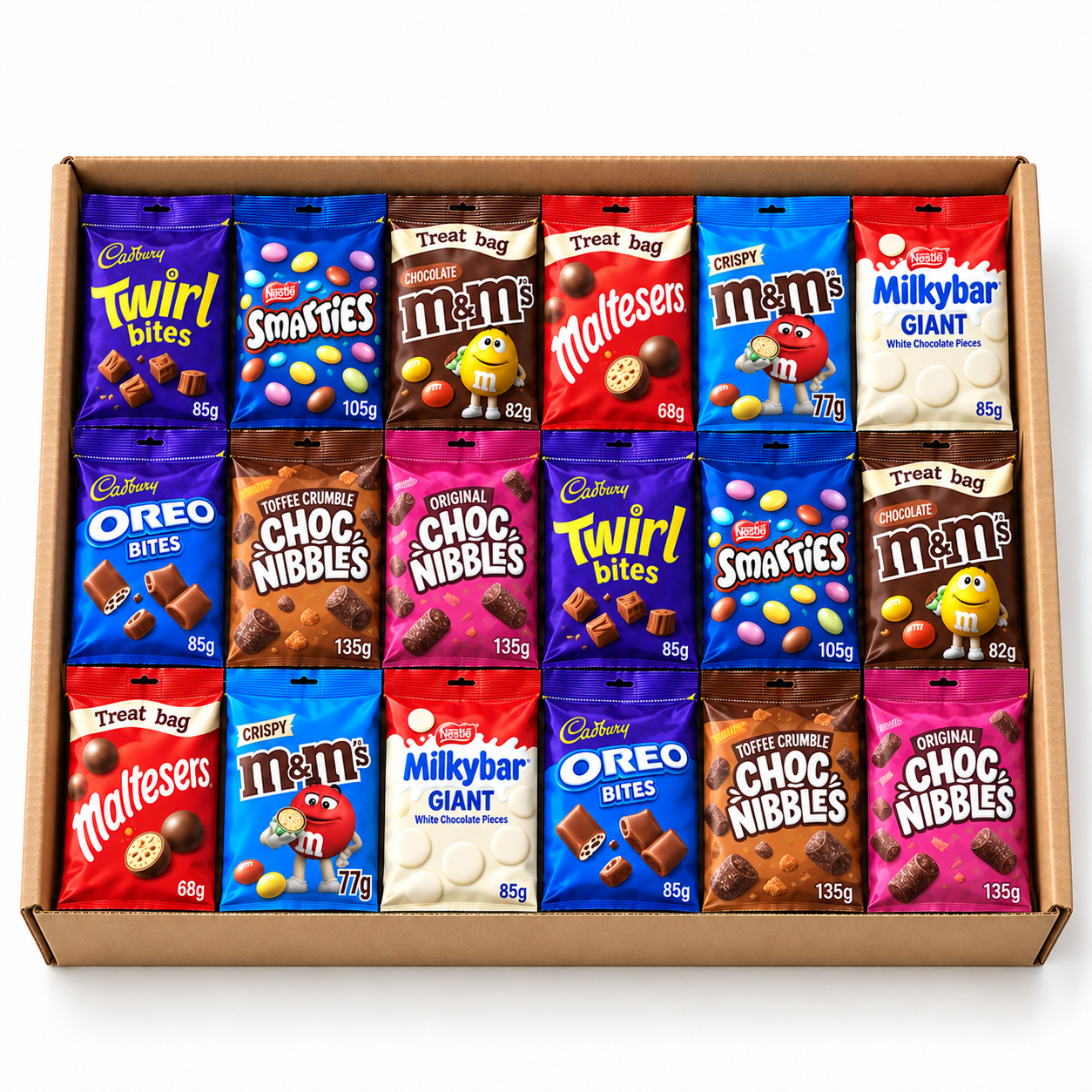 Illustration of Student Christmas Break Chocolate Bags with chocolate bags in a kraft gift box